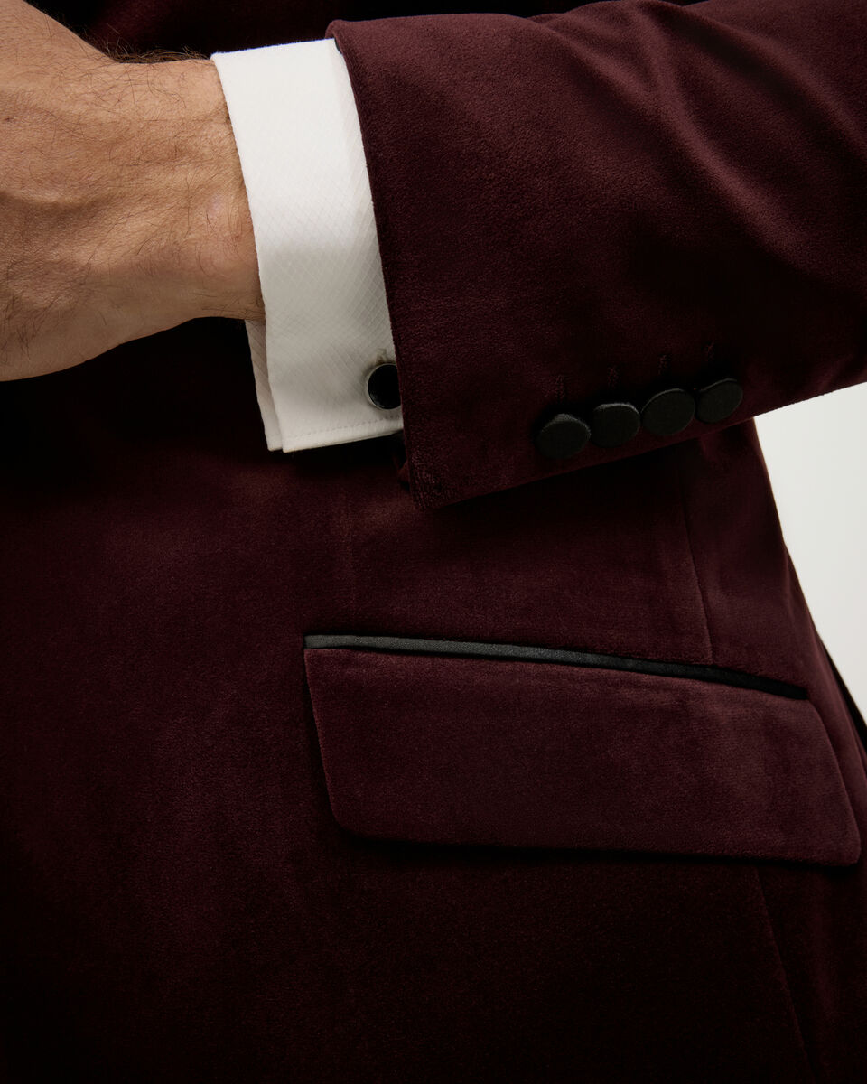 Velvet Black Tie Tuxedo, Burgundy, hi-res